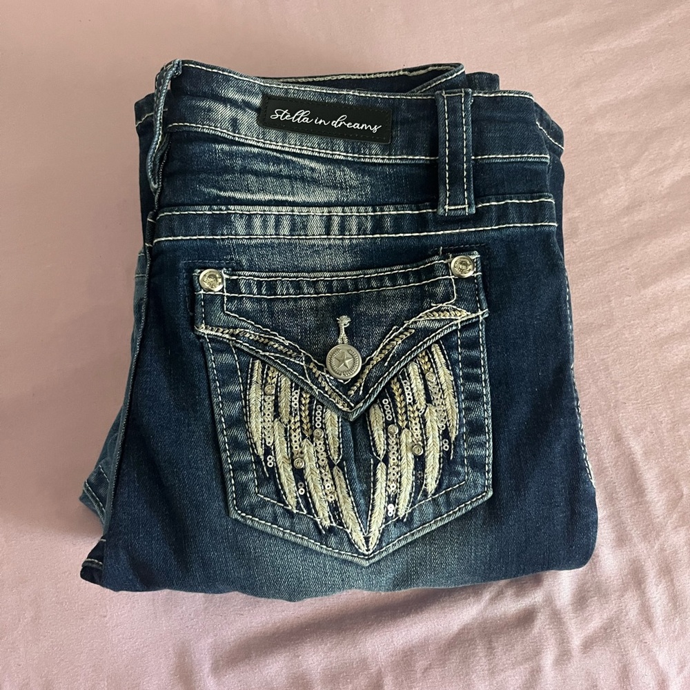 Stella In Dreams Women's Blue Jeans with Embroidered Pocket